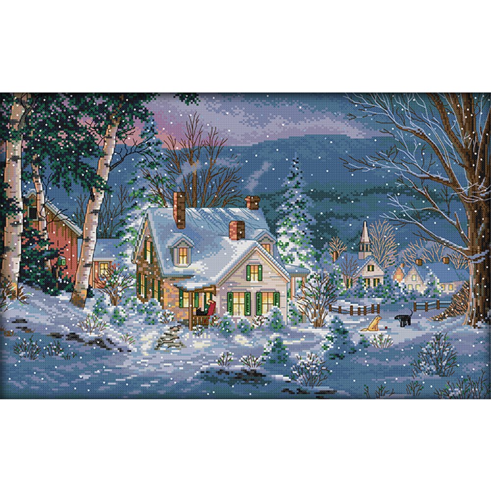 14ct Stamped Cross Stitch Snow House (55*37cm)