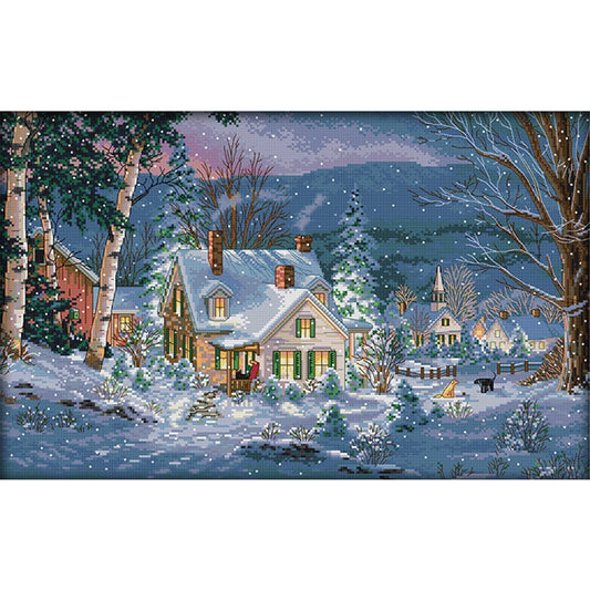 14ct Stamped Cross Stitch Snow House (55*37cm)