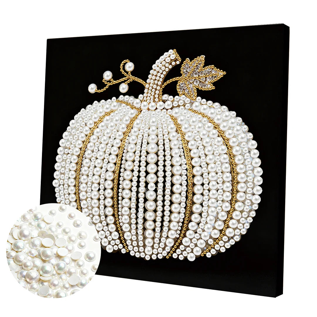 DIY Pearl Painting With Frame - Handmade Self-Adhesive Pearls - Pumpkin (25*25cm)