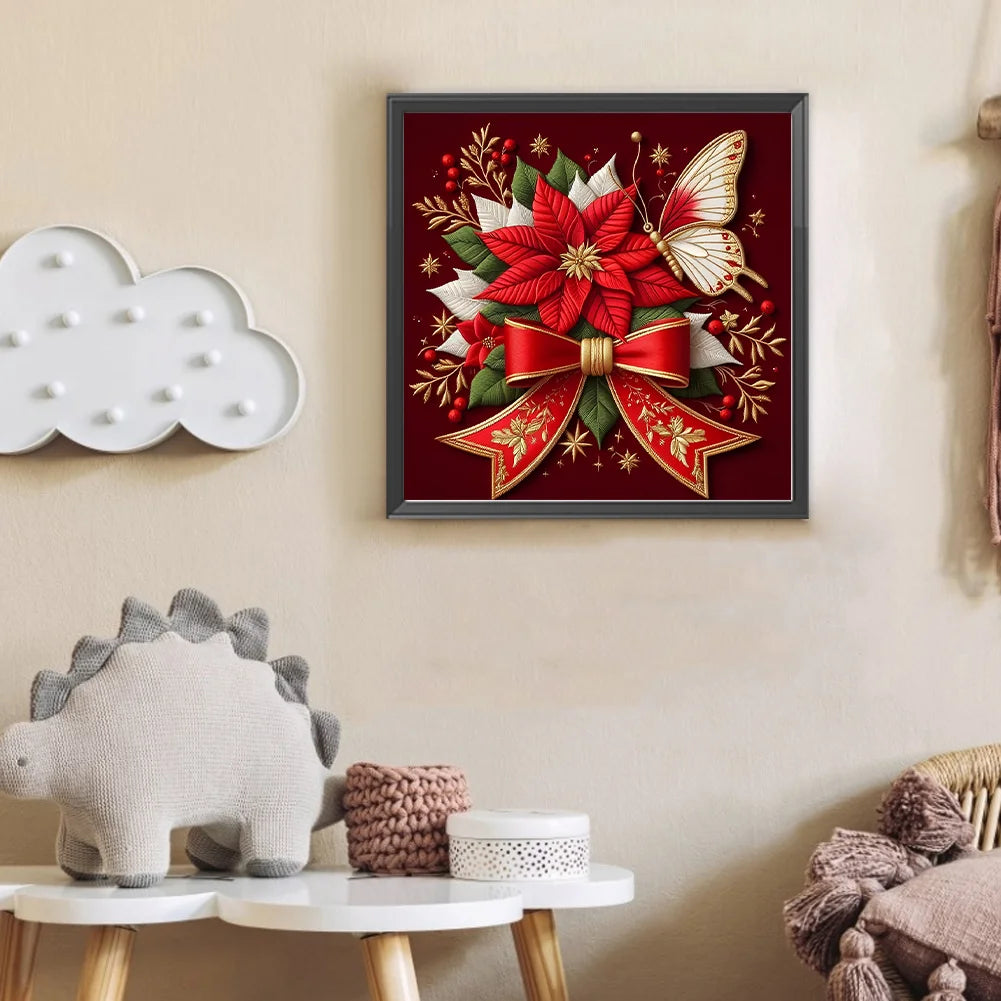 Diamond Painting - Full Round / Square - Red Christmas Poinsettia