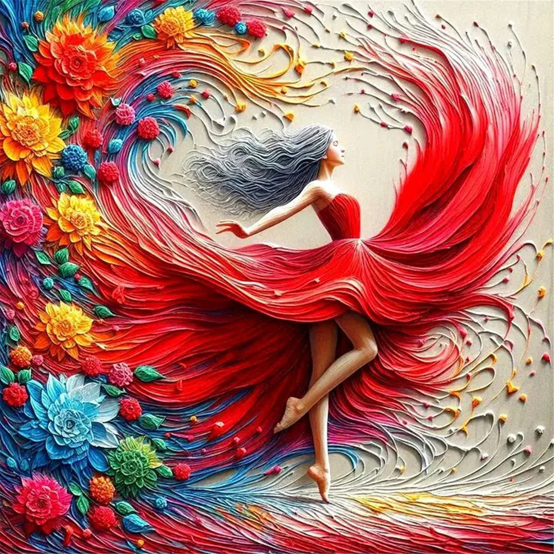 Diamond Painting - Full Round / Square - Girl In Red Dress