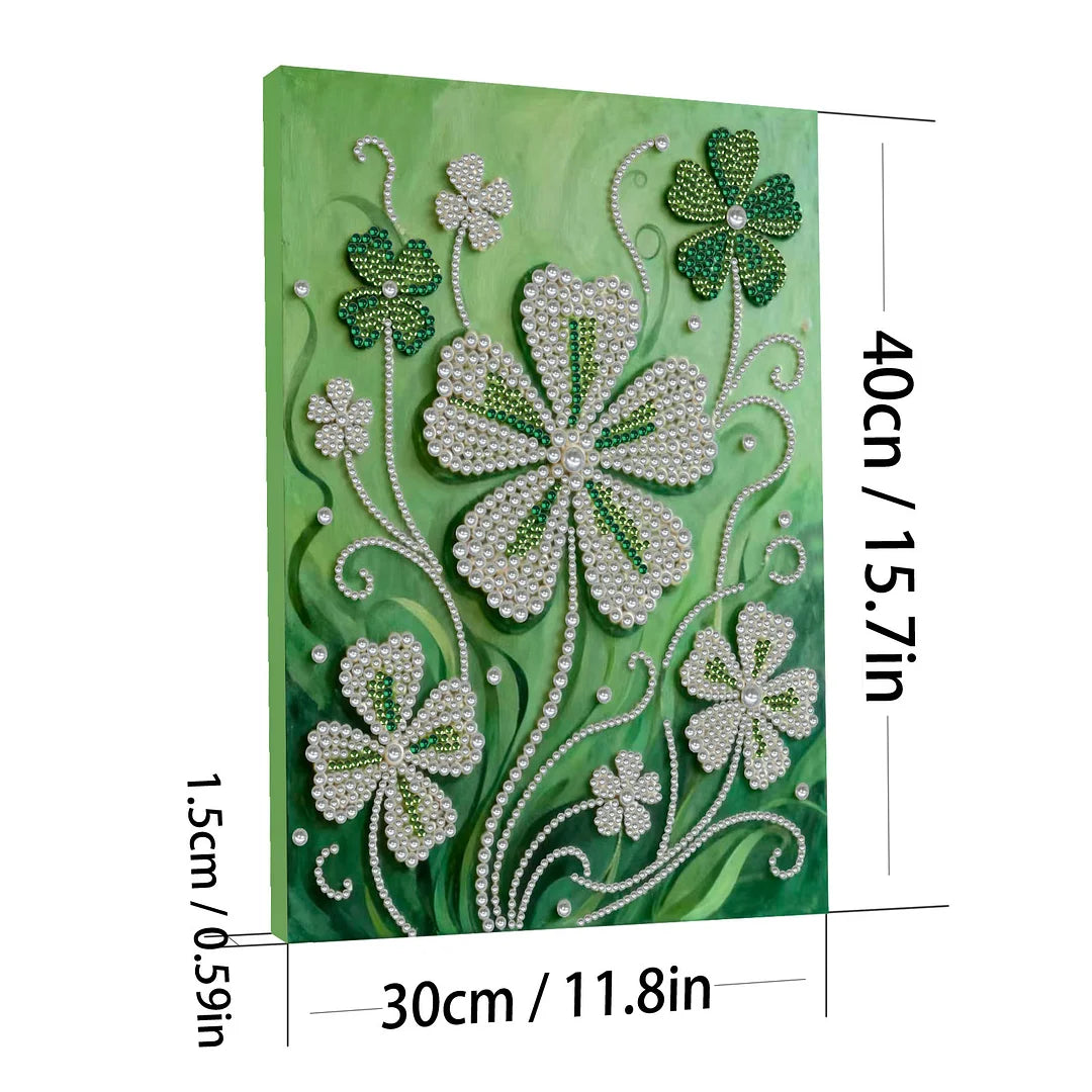 DIY Pearl Painting With Frame - Handmade Self-Adhesive Pearls - Clover (30*40cm)