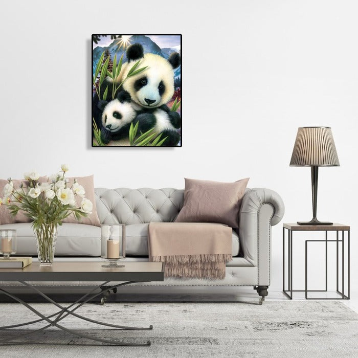 Panda Hand Painted Canvas Living Room Wall Art Picture Craft