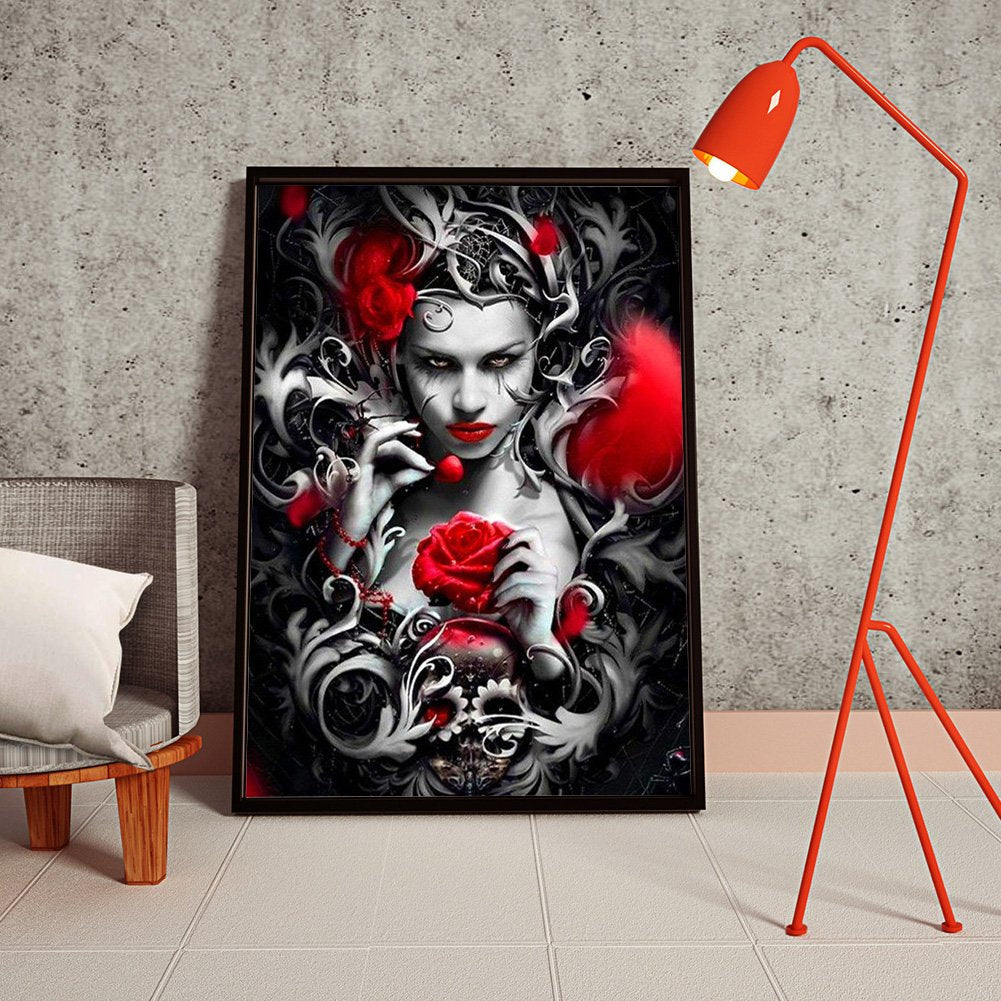 Diamond Painting - Full Round - Skull Flower Woman