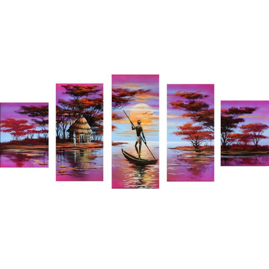 Diy Round Beads Art Purple African Scenery