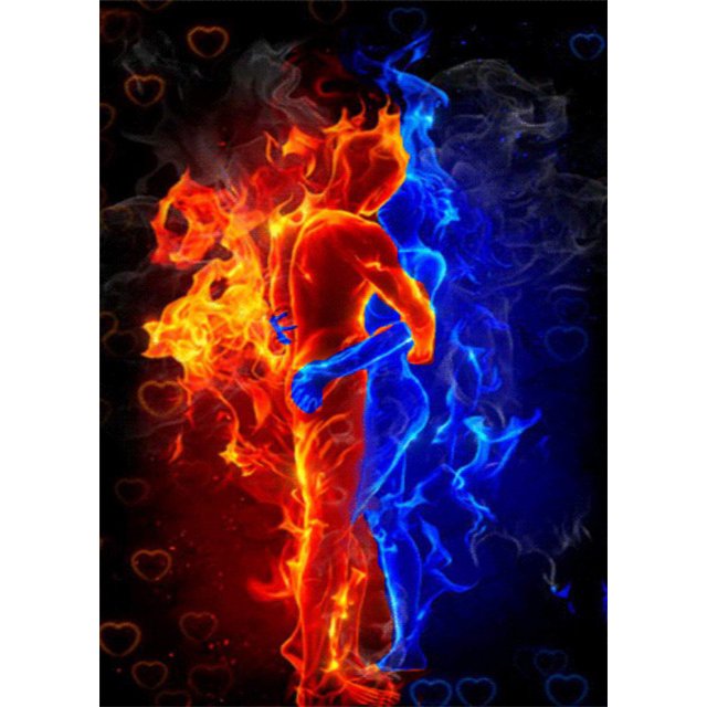 5D Full Drill Diamond Painting Art Fire & Ice Couple