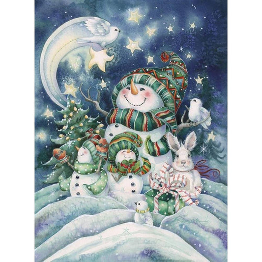 5D Diy Diamond Painting Kit Full Round Beads Snowman
