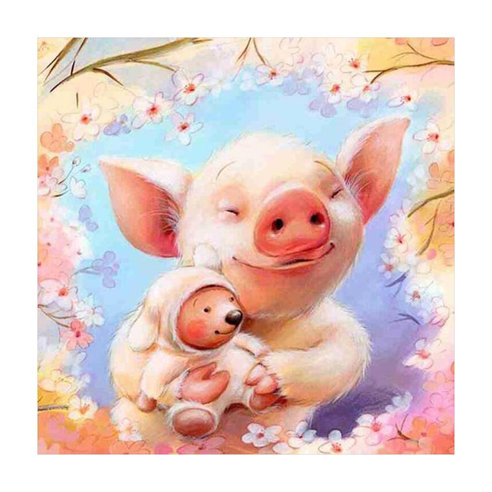 5D Diy Diamond Beads Art Full Square Resin Lovely Pig