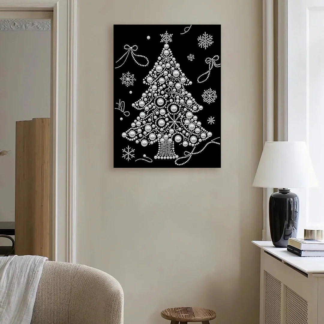DIY Pearl Painting With Frame - Handmade Self-Adhesive Pearls - Xmas Tree (30*40cm)