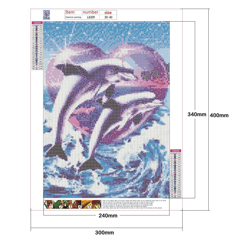 5D DIY Diamond Painting Kit - Full Round - Jumping Dolphin B