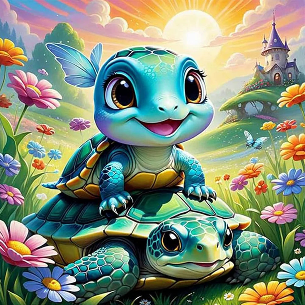 Diamond Painting - Full Round / Square - Two Sea Turtles