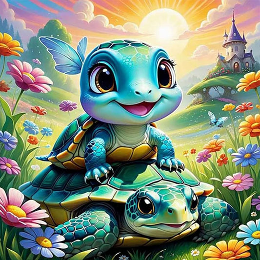 Diamond Painting - Full Round / Square - Two Sea Turtles