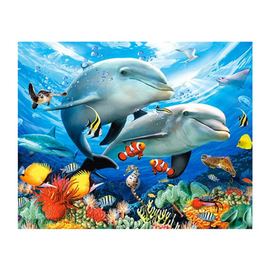 Diamond Painting - Partial Round - Brother Dolphin