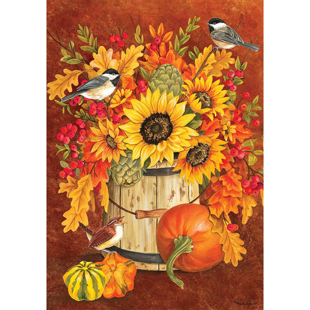 5D Diy Diamond Painting Kit Full Round Beads Pumpkin Sunflower