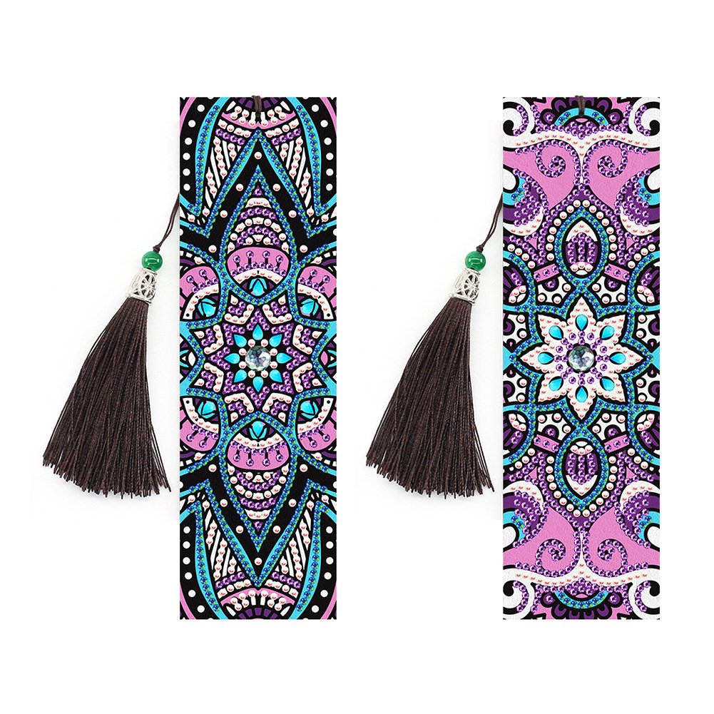 2pcs 5D Mosaic Bookmark Tassel Diamond Painting Page marker