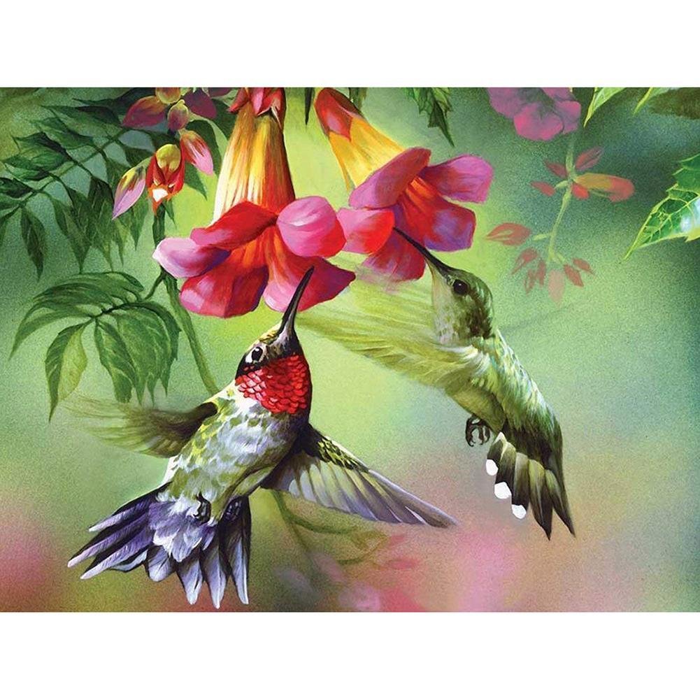 5D Diy Diamond Painting Kit Full Round Beads Spring Bird and Flower