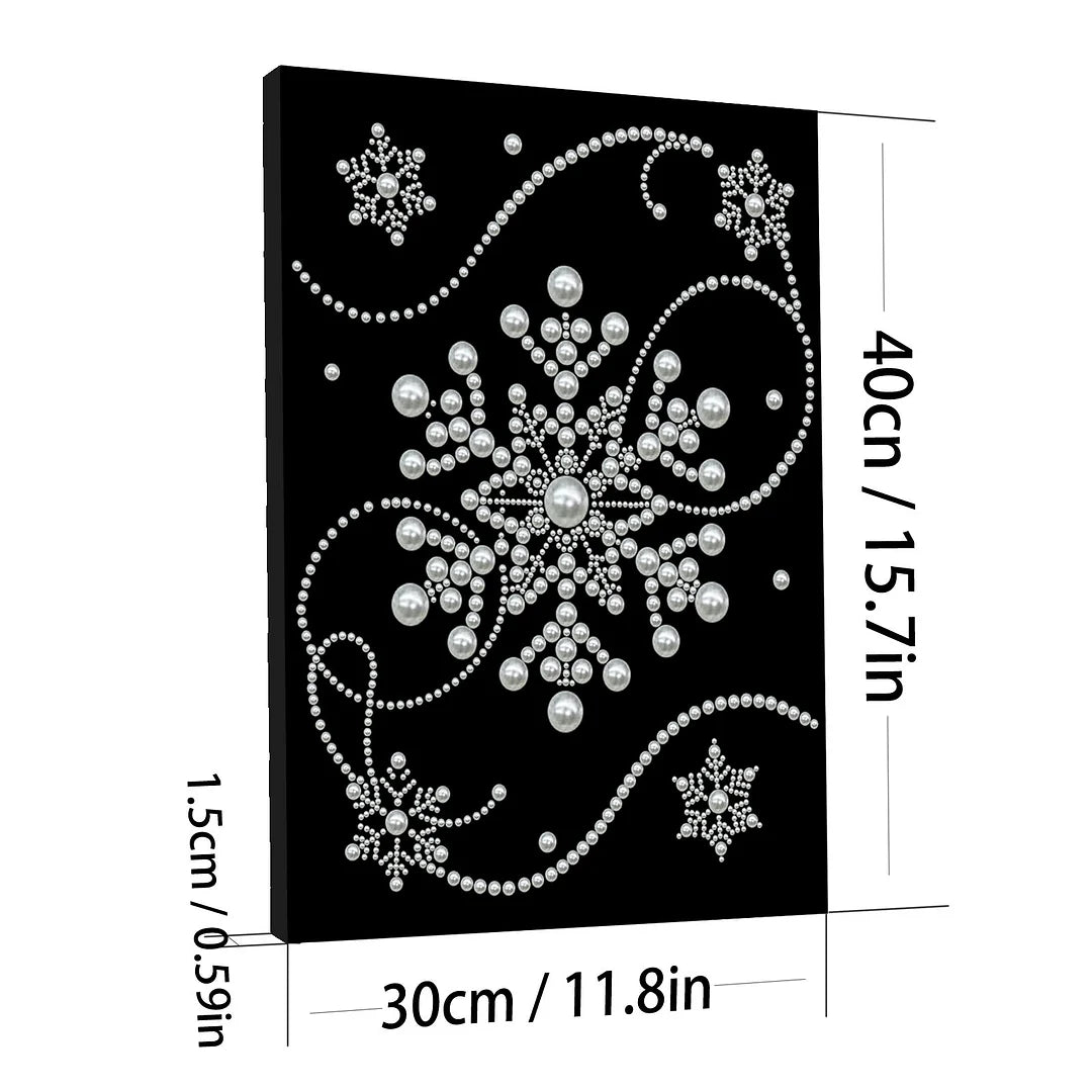 DIY Pearl Painting With Frame - Handmade Self-Adhesive Pearls - Snowflake (30*40cm) B