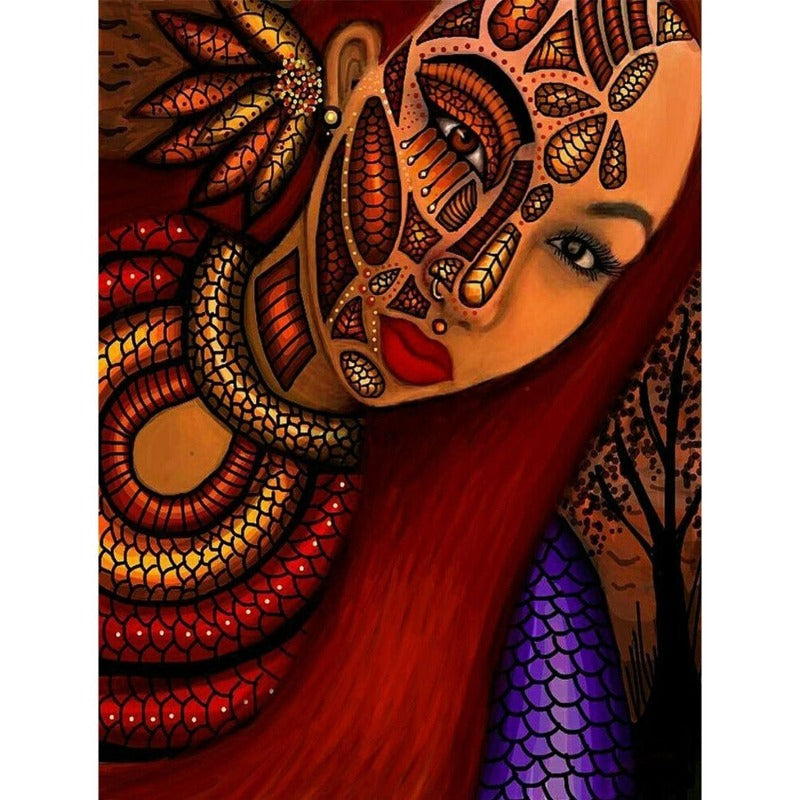 African Woman Full Round Diamond Paintings Art 