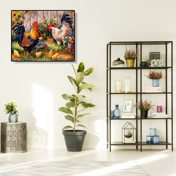 DIY Painting By Numbers on Canvas Chicken Handpainted Oil Coloring Drawing