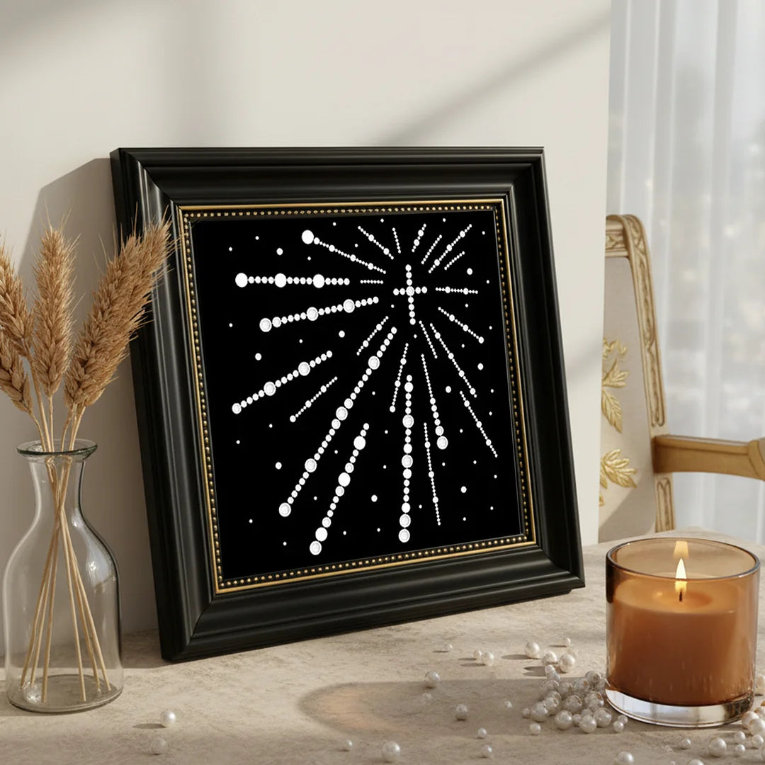 DIY Pearl Painting With Frame - Handmade Self-Adhesive Pearls - Fireworks (27*27cm)