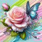 Diamond Painting - Full Round / Square - Pink Rose And Butterfly