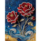 DIY Pearl Painting With Frame - Handmade Self-Adhesive Pearls - Red Flower (30*40cm)