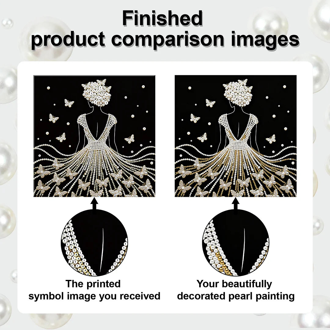 DIY Pearl Painting With Frame - Handmade Self-Adhesive Pearls - Girl (25*25cm)