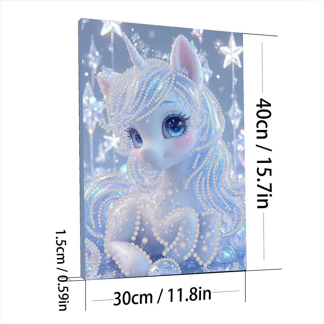 DIY Pearl Painting With Frame - Handmade Self-Adhesive Pearls - White Horse (30*40cm)