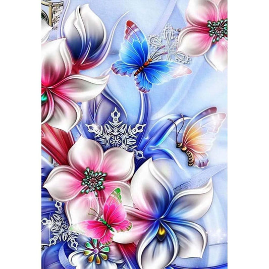 5D Diy Diamond Painting Kit Full Round Beads Flower Butterfly