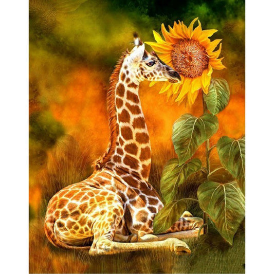 5D Diy Diamond Painting Kit Full Round Beads Giraffe