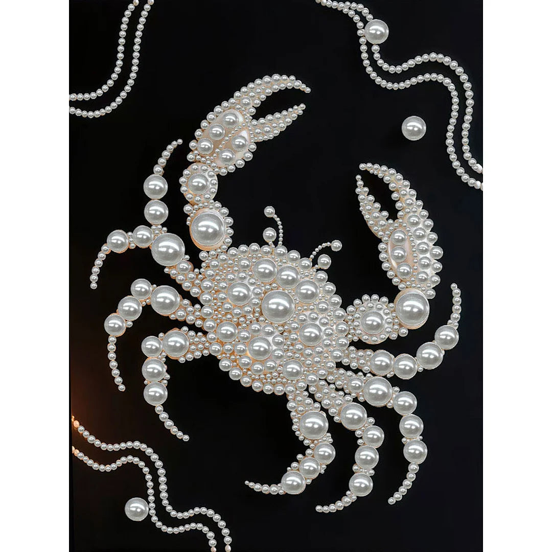 DIY Pearl Painting With Frame - Handmade Self-Adhesive Pearls - Crab (30*40cm)