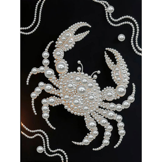 DIY Pearl Painting With Frame - Handmade Self-Adhesive Pearls - Crab (30*40cm)