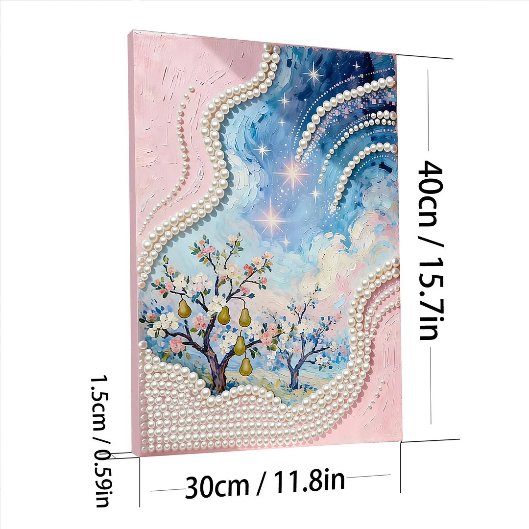 DIY Pearl Painting With Frame - Handmade Self-Adhesive Pearls - Oil Painting Garden (30*40cm)