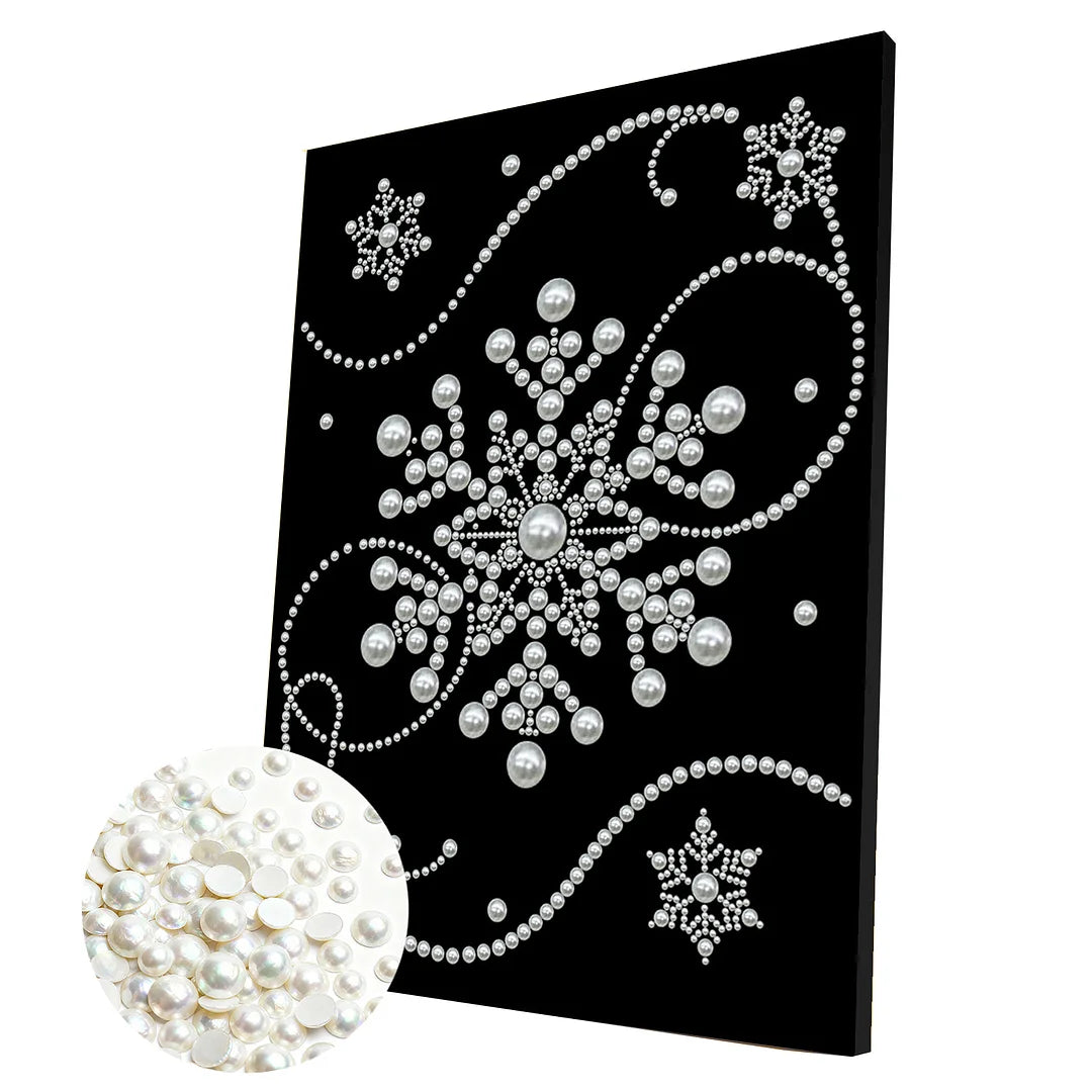 DIY Pearl Painting With Frame - Handmade Self-Adhesive Pearls - Snowflake (30*40cm) B