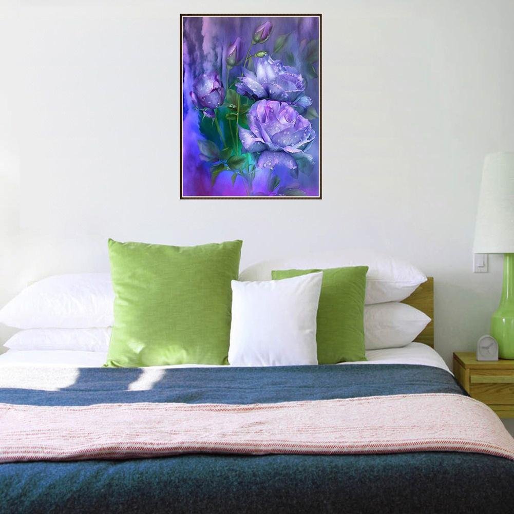 Diamond Painting - Partial Round - Purple Rose 3