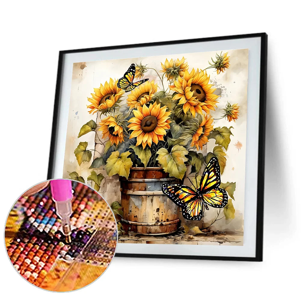 Diamond Painting - Full Round / Square Drills - Sunflowers Vase