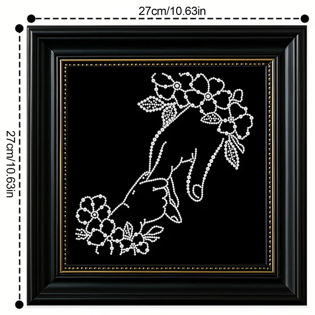 DIY Pearl Painting With Frame - Handmade Self-Adhesive Pearls - Holding Hands (27*27cm)