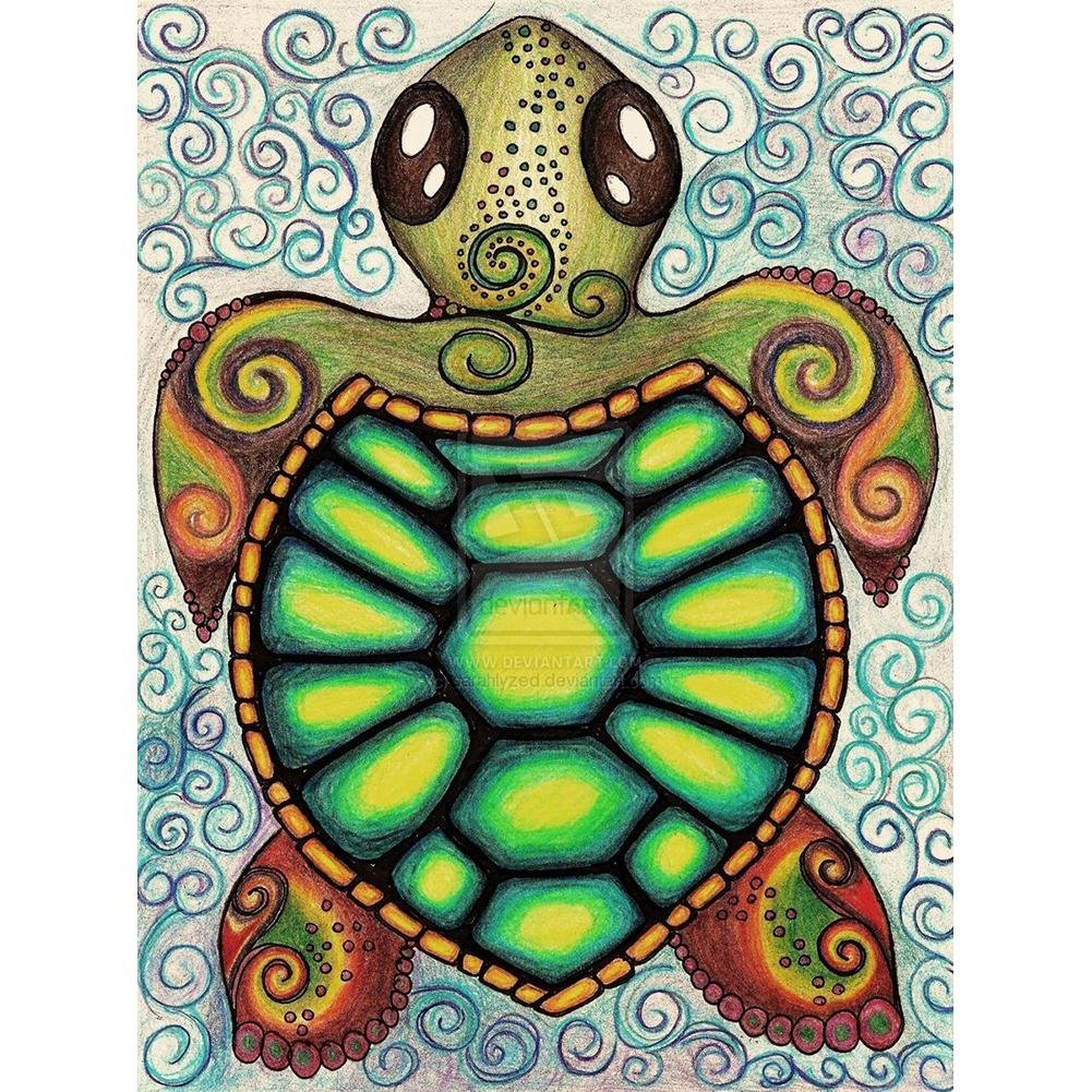 5D Diy Diamond Painting Kit Full Round Beads Turtle
