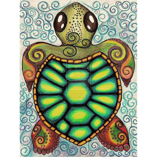 5D Diy Diamond Painting Kit Full Round Beads Turtle