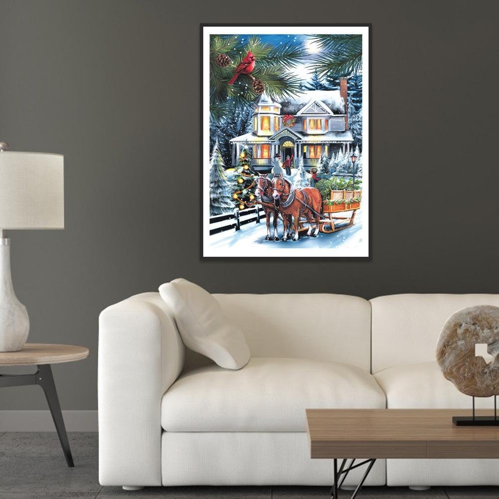 Diamond Painting - Full Round - Snow House Horse