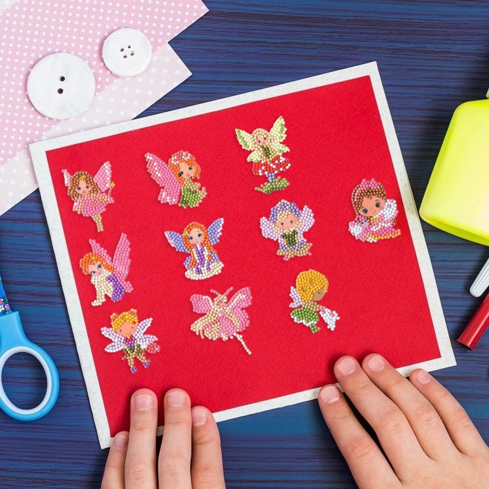 DIY Full Drill Round Cartoon Fairy Diamond Painting Puzzle Sticker