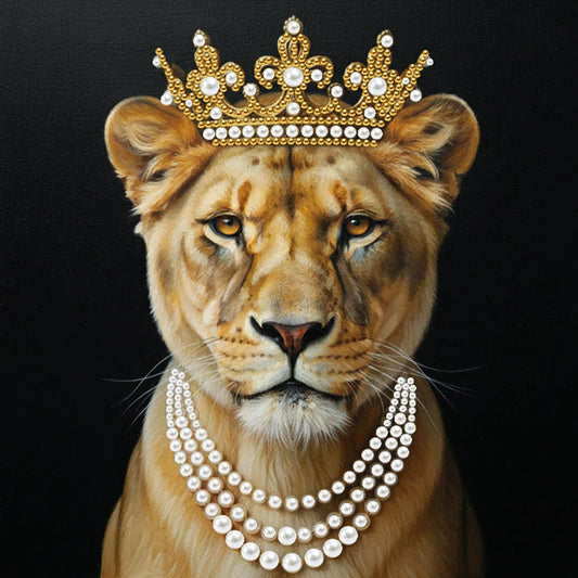 DIY Pearl Painting With Frame - Handmade Self-Adhesive Pearls - Leopard (25*25cm)