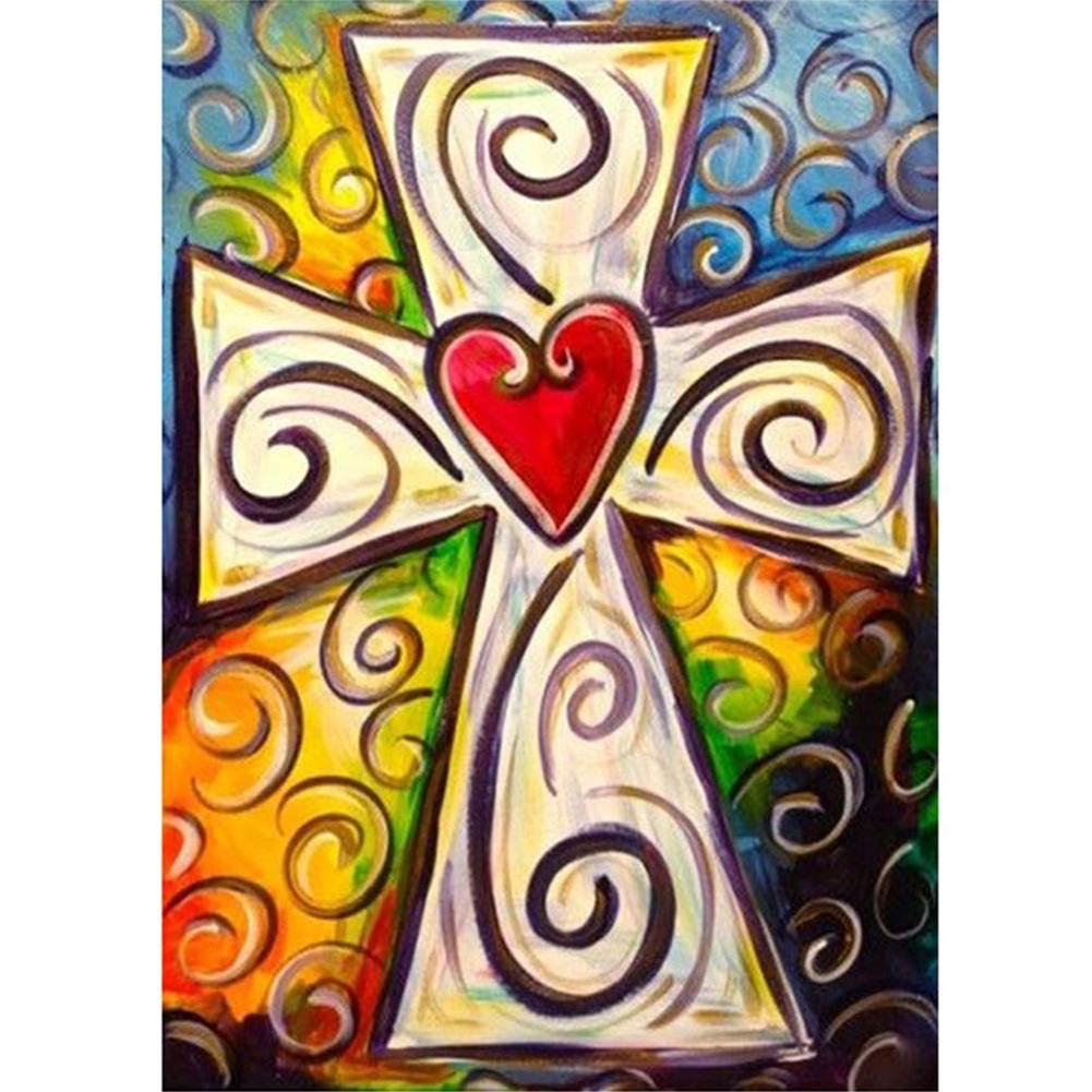 5D Diy Diamond Painting Kit Full Round Beads Love and Cross