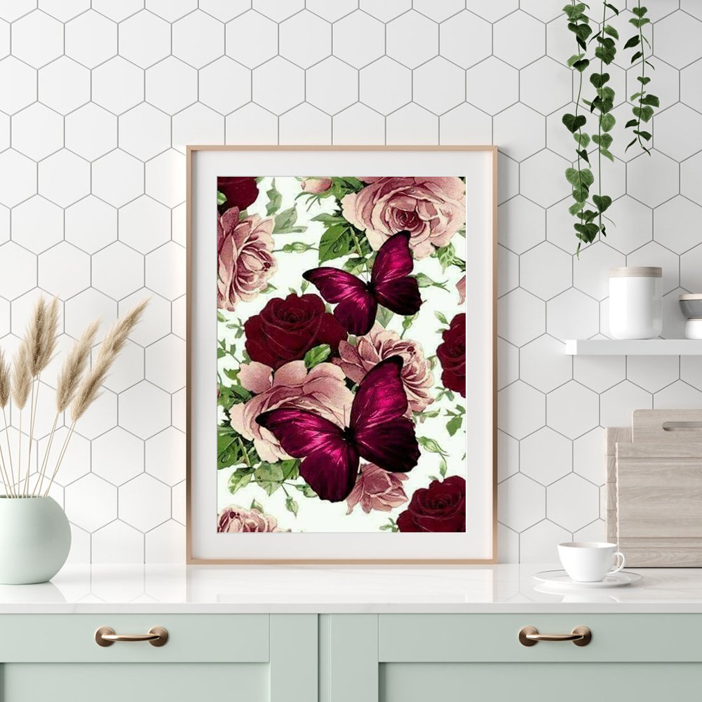 Diamond Painting - Full Round - Butterfly Rose