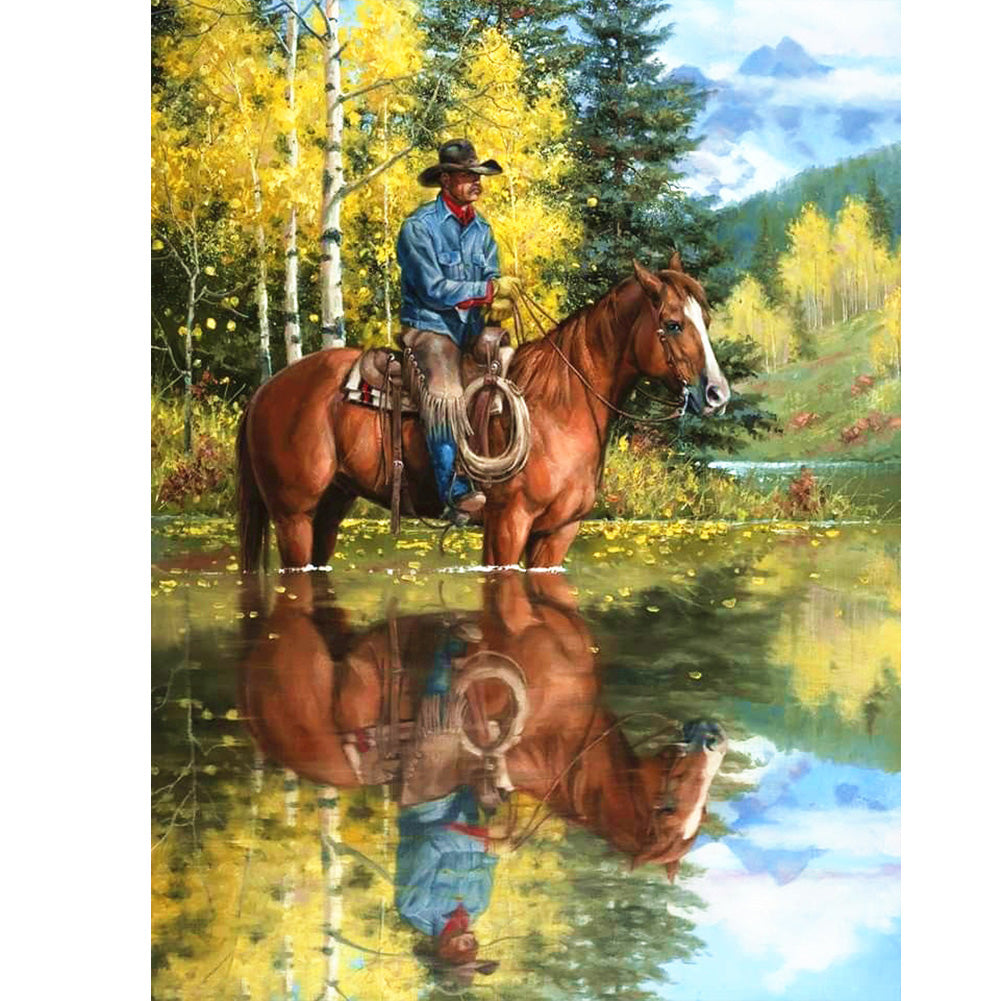 Cowboy Full Round Square Diamond Painting Kits 50 x 70cm