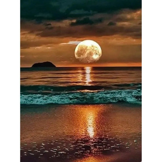 Moon By the Water Canvas Acrylic Color Drawing Picture
