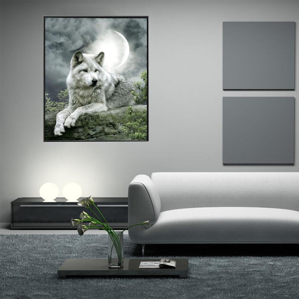 Diamond Painting - Partial Round - Moonlight Wolf