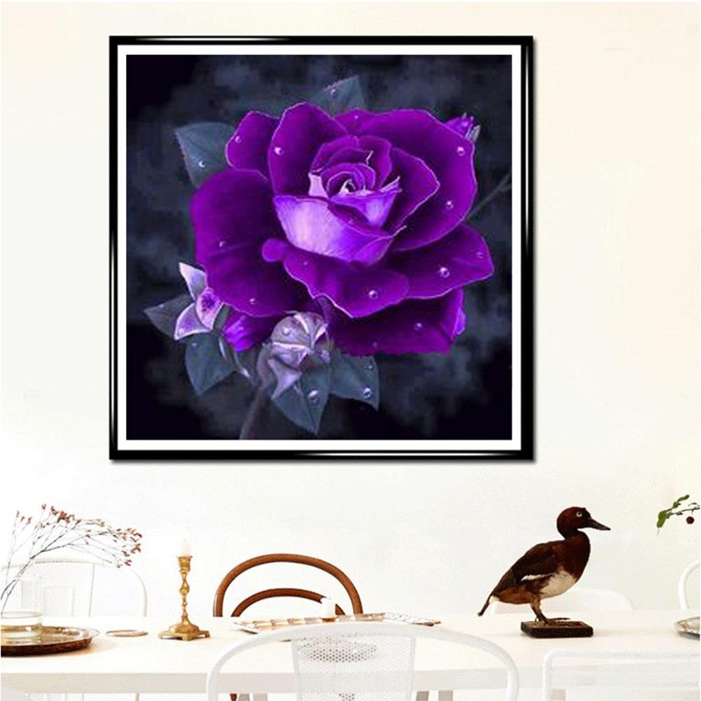 Diamond Painting kit - Partial Round - Purple Rose