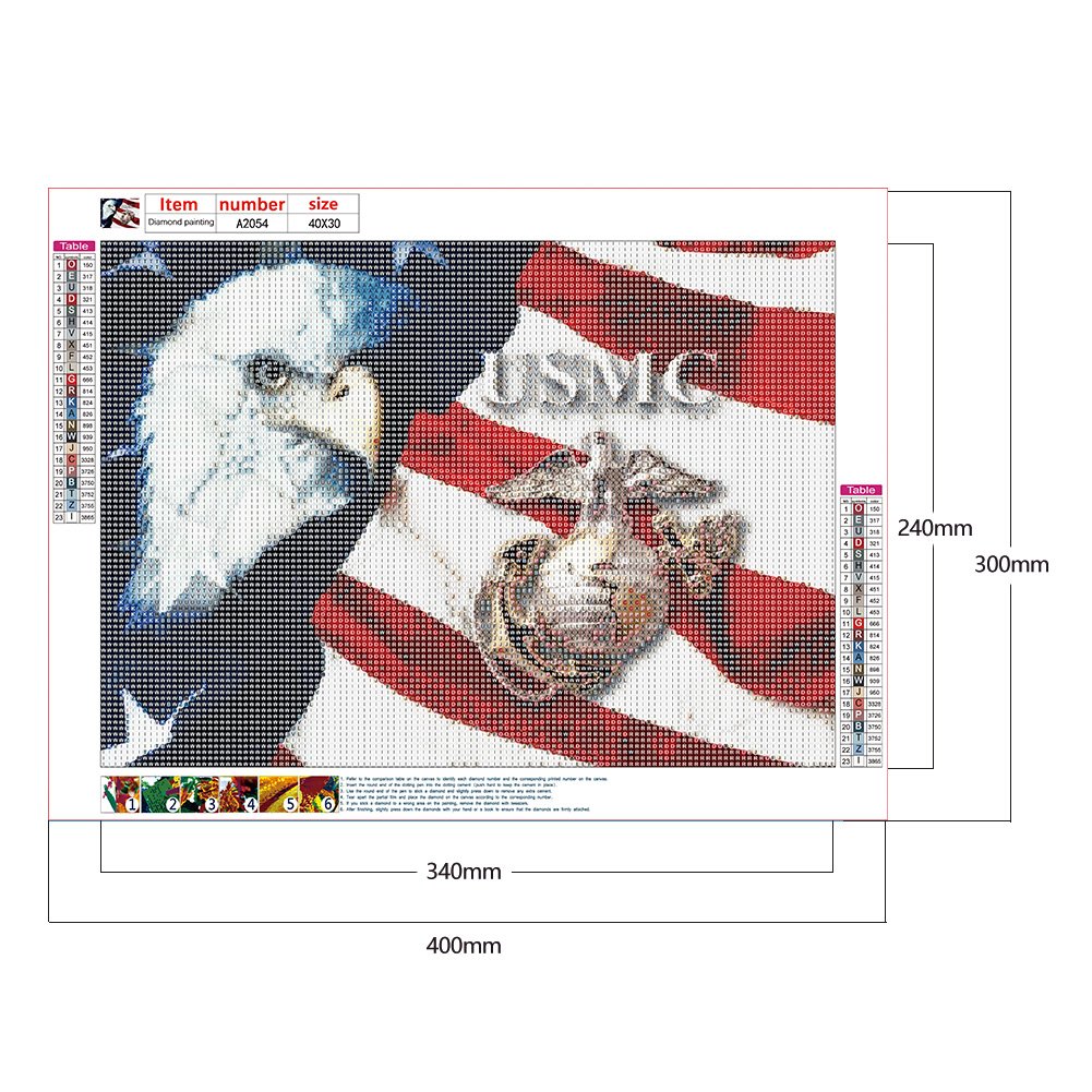 Diamond Painting - Full Round - US Flag Eagle