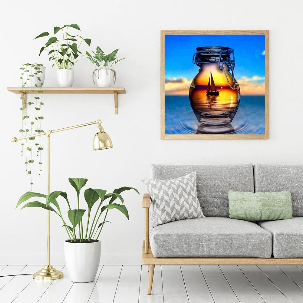 Diamond Painting - Full Round - Bottle Ship Scene